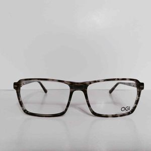 Mens OGI Designer Eyeglasses Frames And Case 55-16-140 Gray Stripe Never Worn